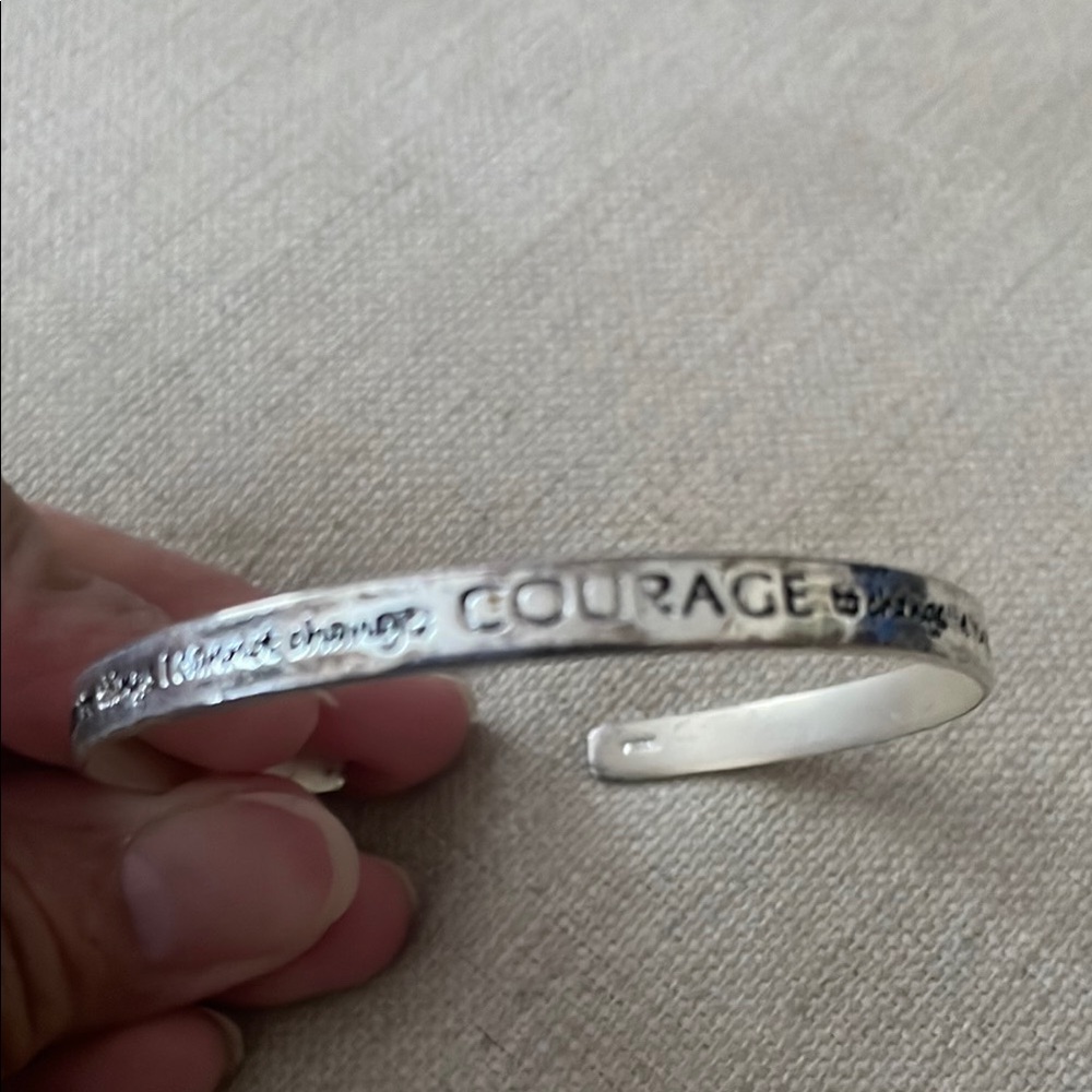 Silver Courage Engraved Bracelet